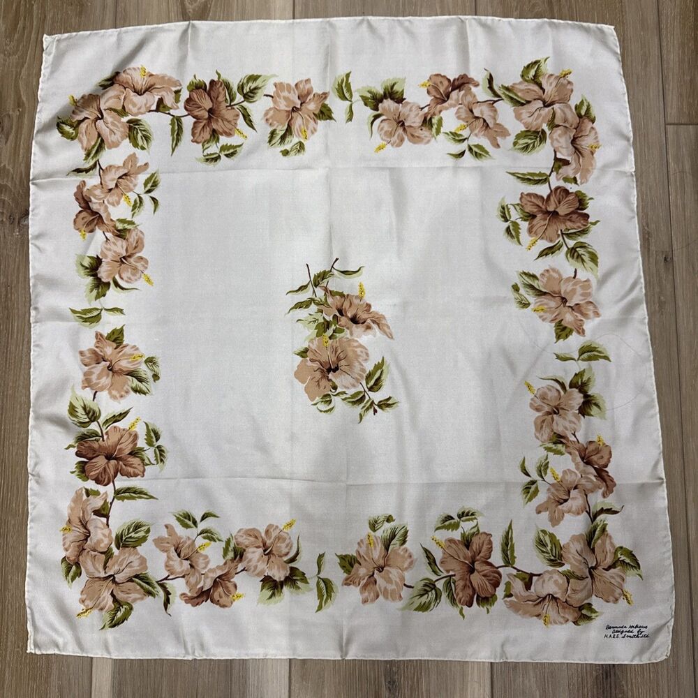 Vintage Bermuda Hibiscus Silk Scarf  H. A. & E. Smith
